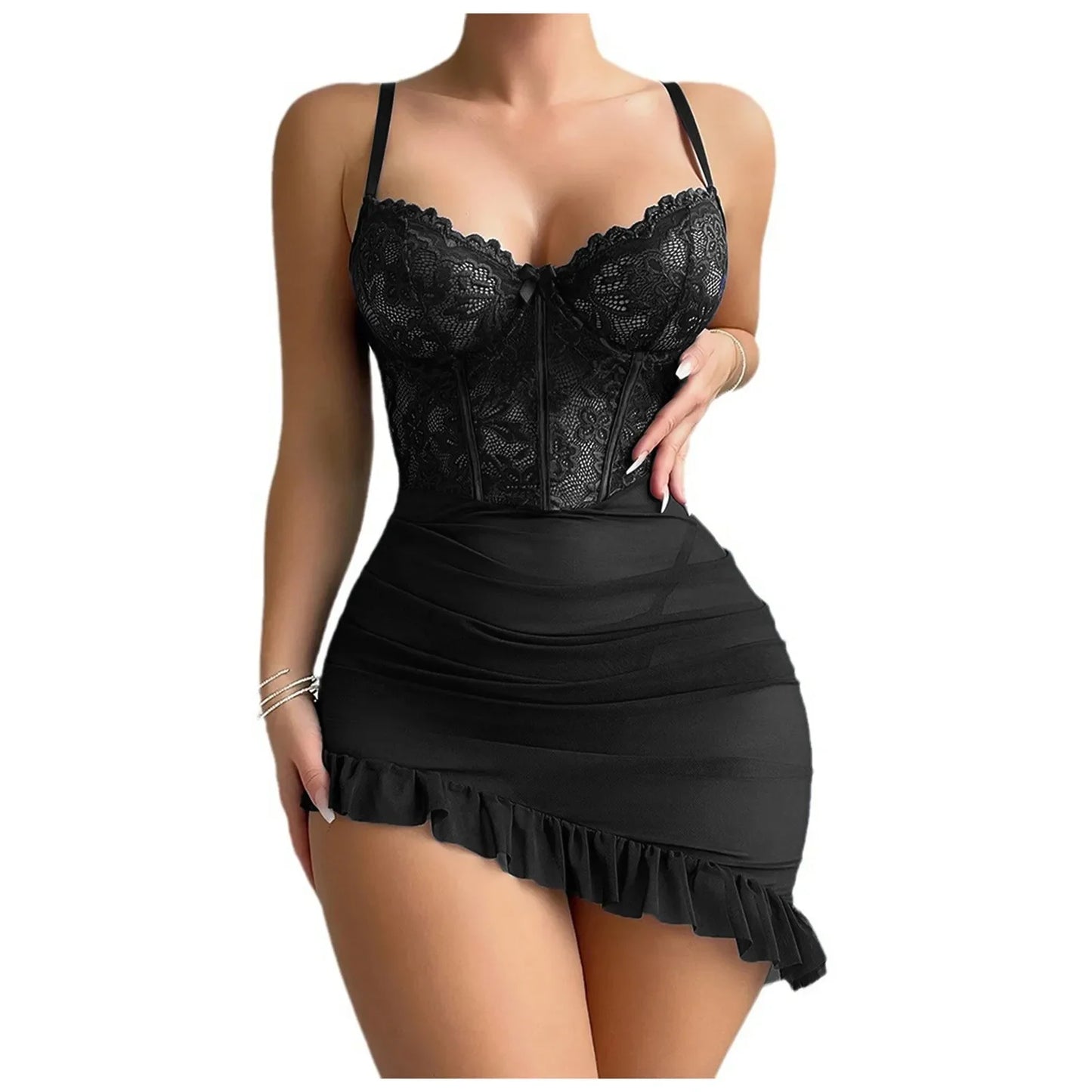 Bra Erotic Set 
Lingerie Women's See Through Lace Nightdress Nighty