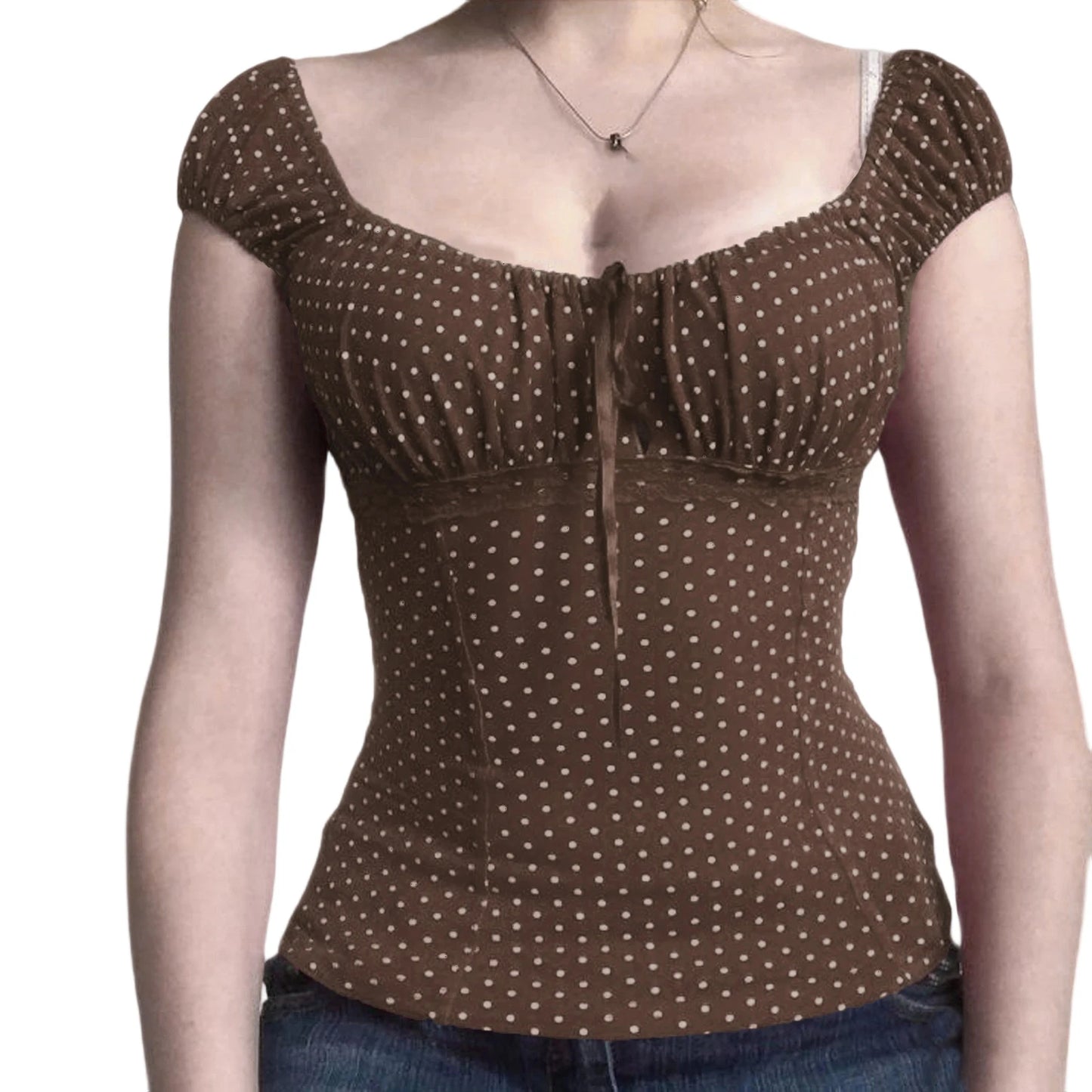 Women s Short Sleeve T-Shirts with Polka Dot