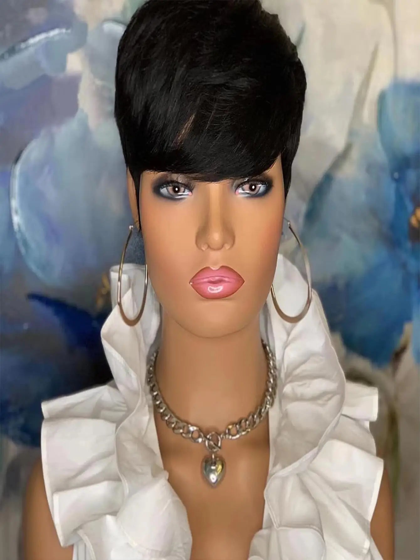 Cut Wig for Black Women Short Cut Wig Black Mixed With Red