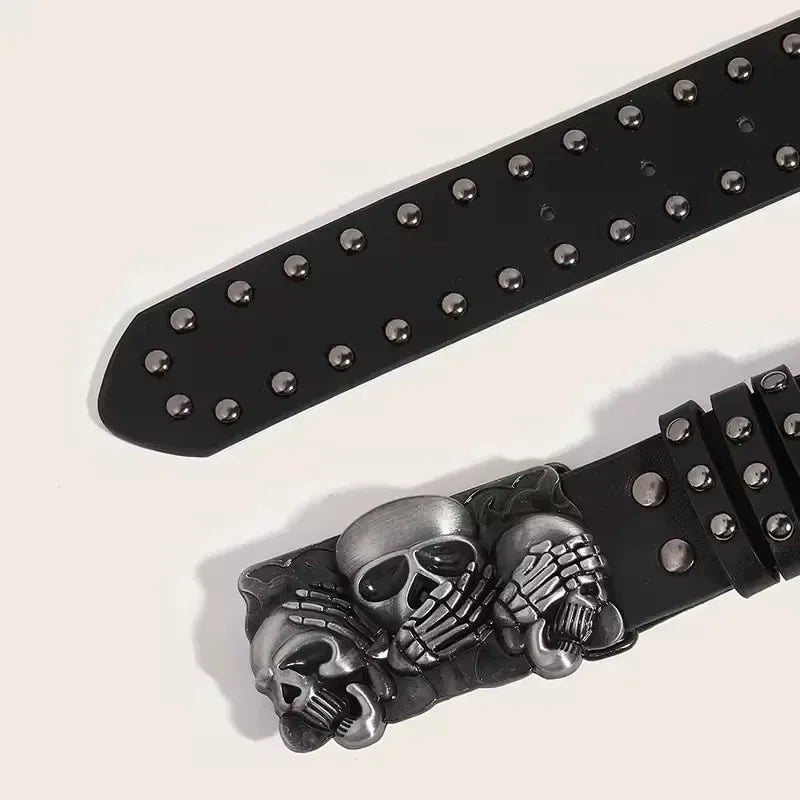 Women Goth Unisex Men's Belt Paw Skull Buckle Waistband Man