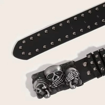 Women Goth Unisex Men's Belt Paw Skull Buckle Waistband Man