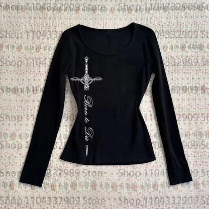 Printing Women's Long Sleeve Tee  Vintage Streetwear