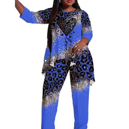 Plus Size Women's Suit Shirt Pants Two-Piece Suit