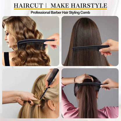 4 Pieces Combs for Women and Man, Premium Black Carbon Fiber Hair Comb Set for Teasing and Parting, Combs for Hair Stylists.