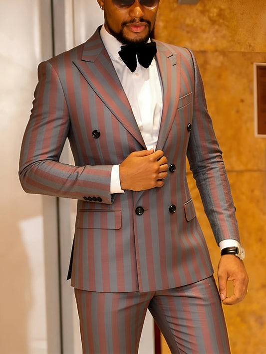 Men's  Two-Piece Double   Breasted Suit Jacket,