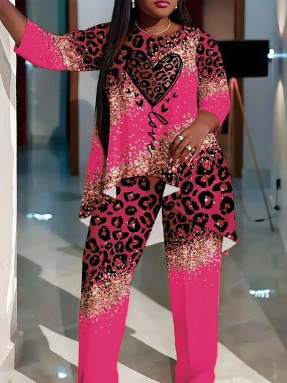 Plus Size Women's Suit Shirt Pants Two-Piece Suit