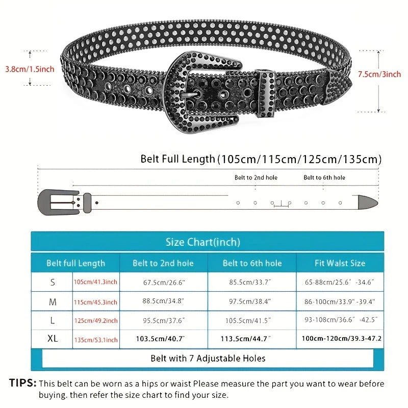 Men's Jeans Rhinestone Large Size Belt Women's
