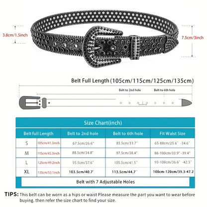 Men's Jeans Rhinestone Large Size Belt Women's