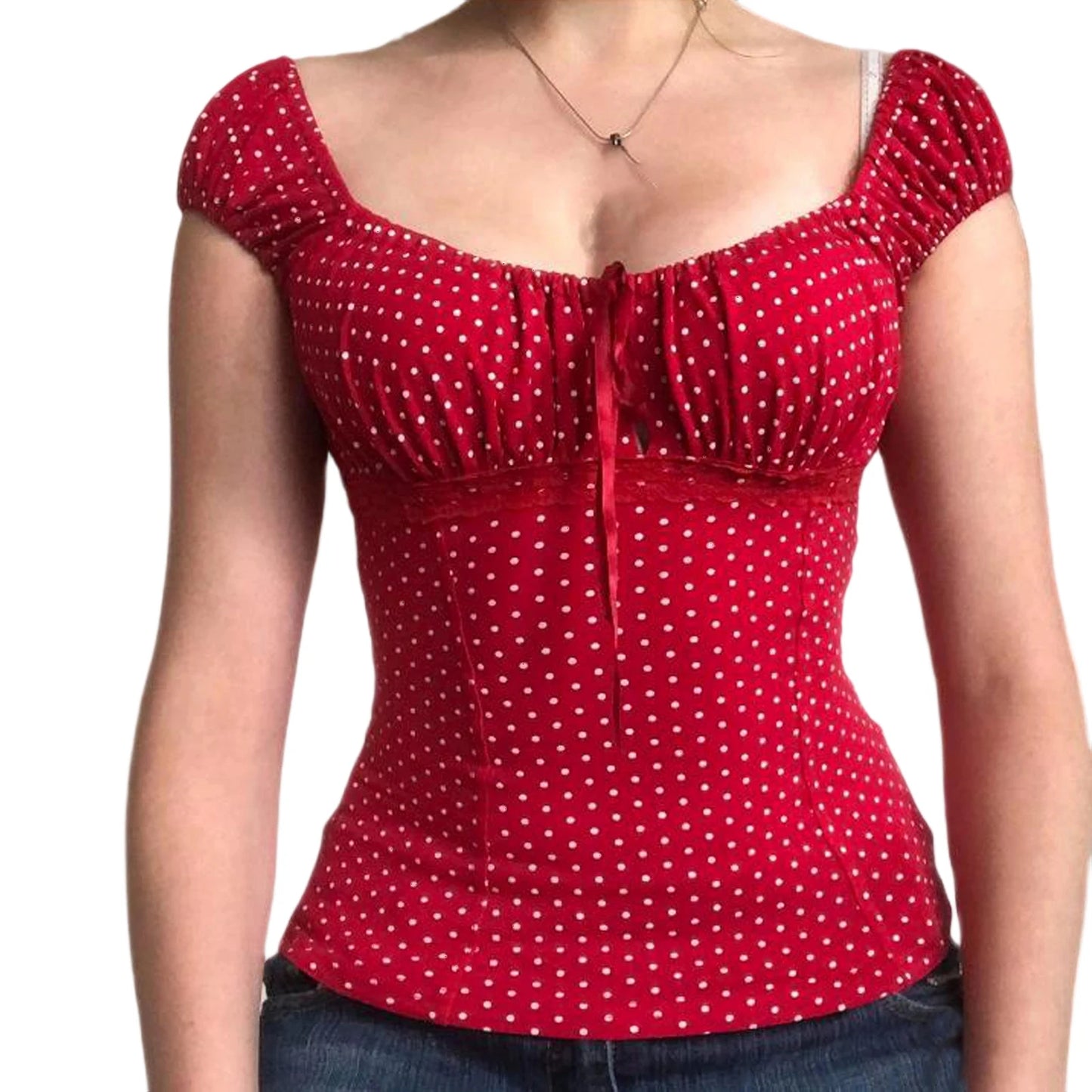 Women s Short Sleeve T-Shirts with Polka Dot