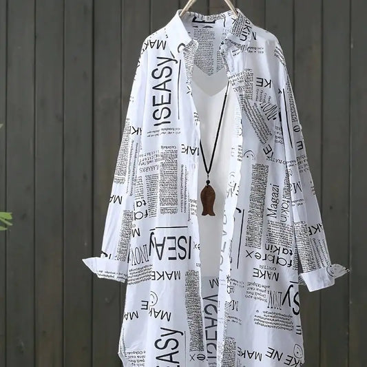 Plus Size Korean Letter Print Shirt Women