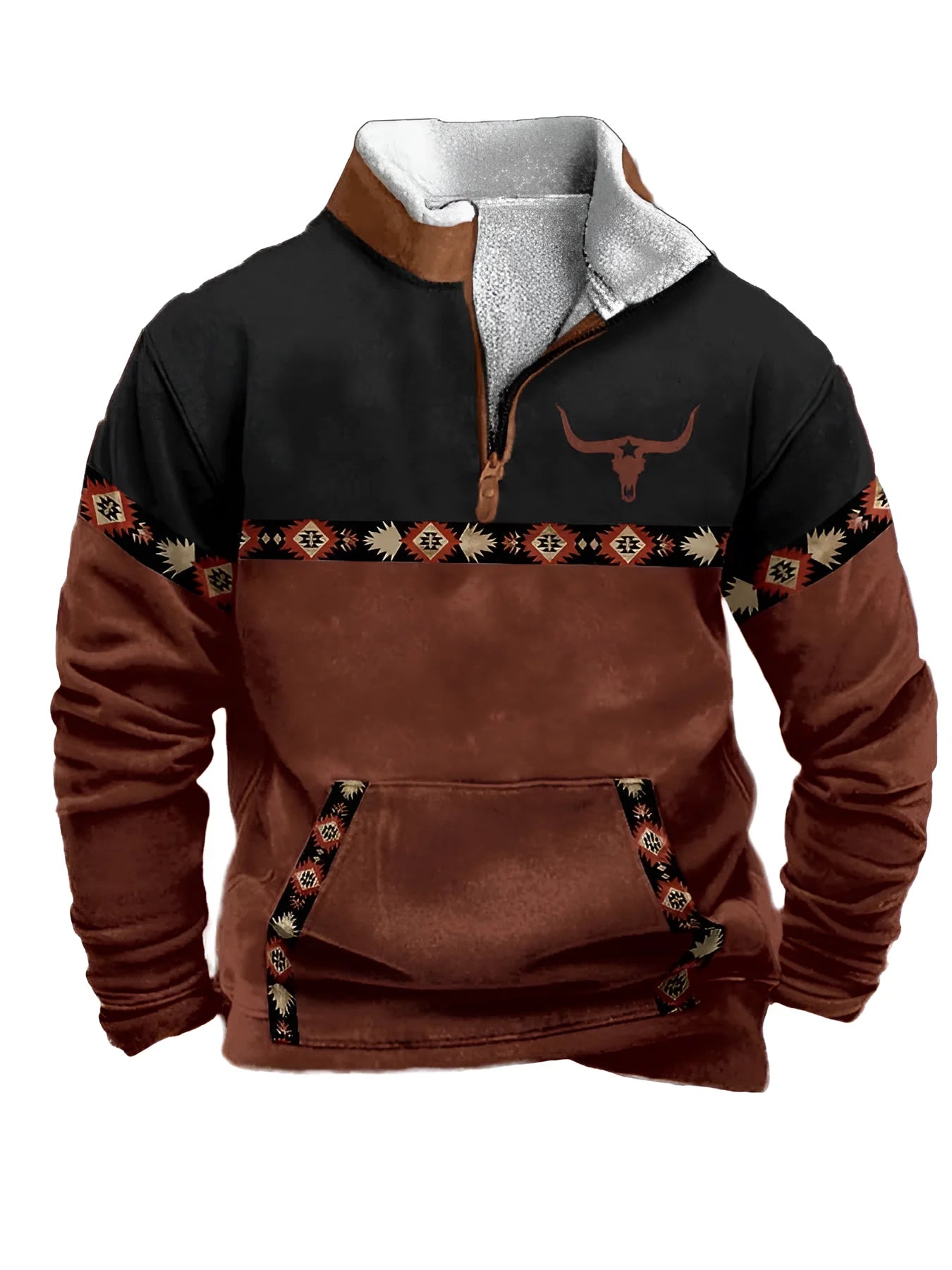 Vintage Western Hoodie  Aztec Cowboy Design