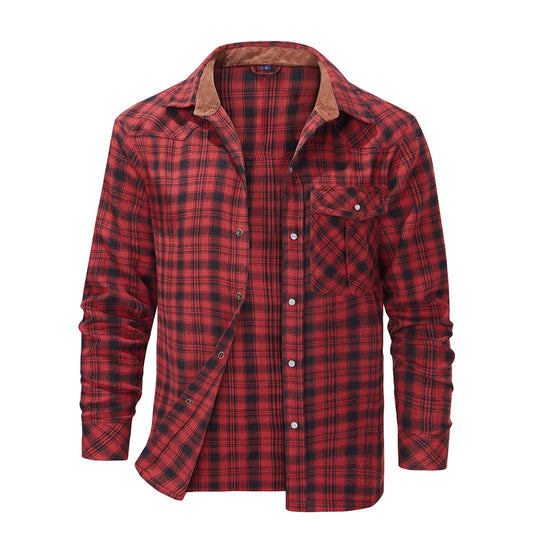 Plaid Checkered Brushed Casual Western Snap Shirt