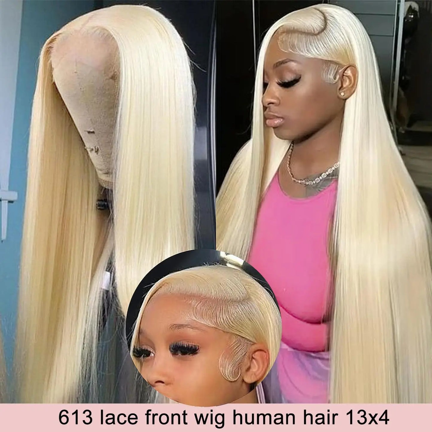 Blonde Colored Straight Human Hair Wigs Lace Front Wigs For Women