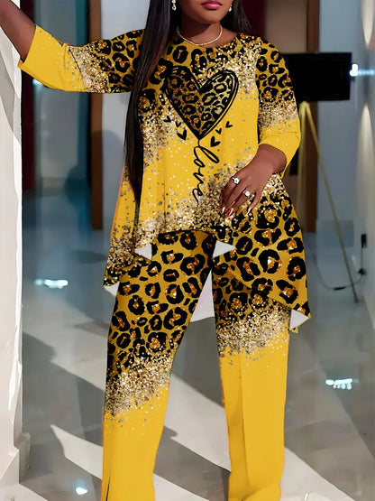 Plus Size Women's Suit Shirt Pants Two-Piece Suit