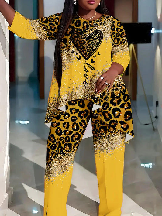 Plus Size Women's Suit Shirt Pants Two-Piece Suit