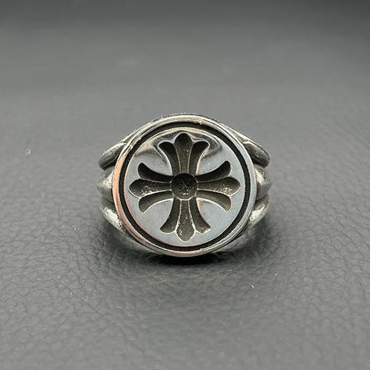 S925 Sterling Silver Retro Floral Seal Ring,