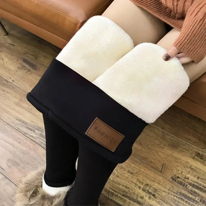 Women Lamb Fleece Leggings Seamless High Waist