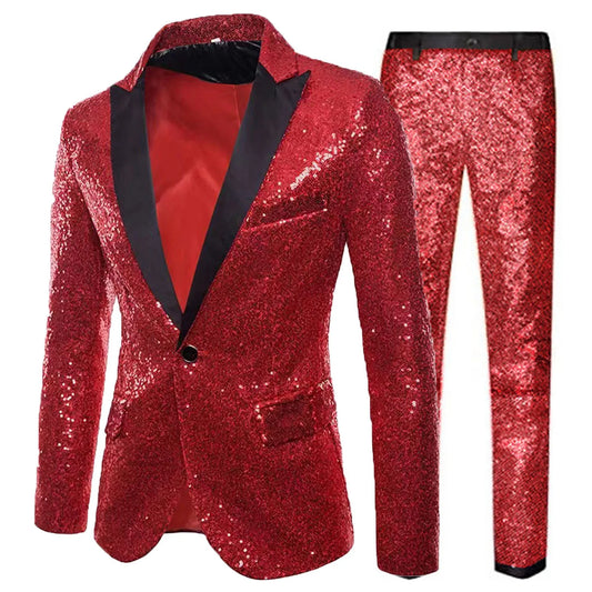 Men Long Sleeve Suit Jackets And Trousers