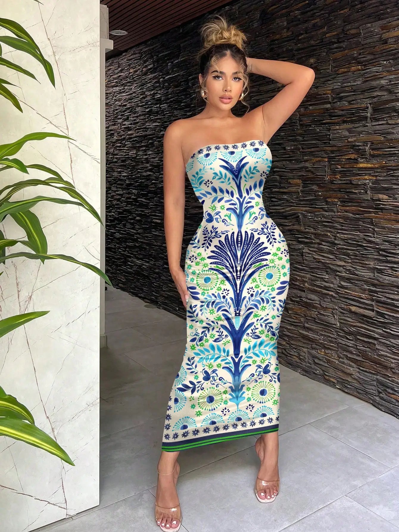 Bohemian Floral Print Maxi Beach Casual Dress