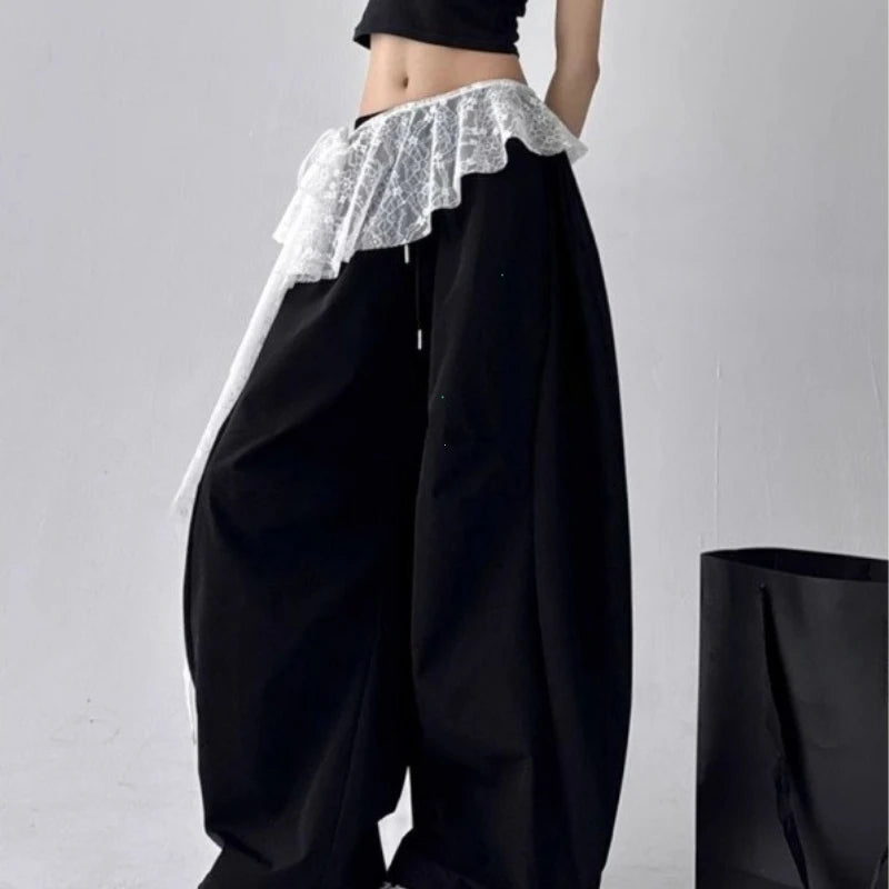 Jeans Pants Decor Embroidered Flower Lace Mini Skirt