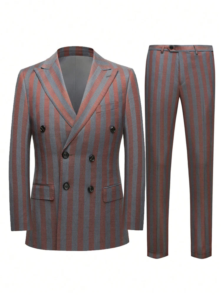 Men's  Two-Piece Double   Breasted Suit Jacket,