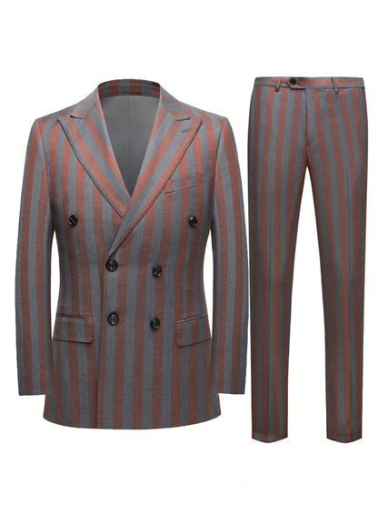Men's  Two-Piece Double   Breasted Suit Jacket,