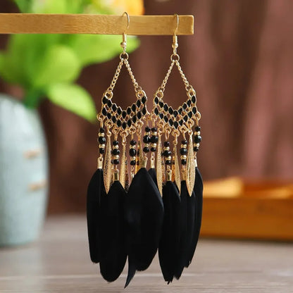 Feather Dangle Earrings For Women Bohemian