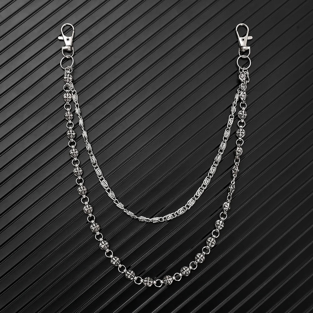 Street Hip-Hop Denim Chain, Punk-Style Double-Layer