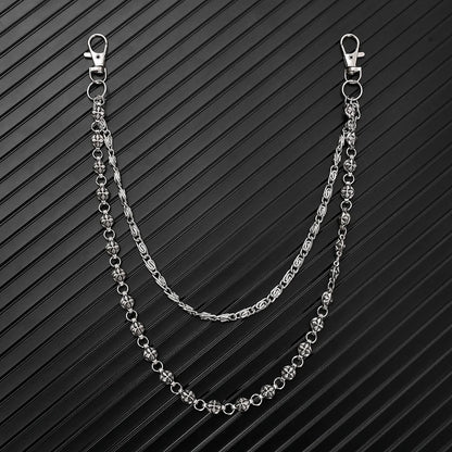 Street Hip-Hop Denim Chain, Punk-Style Double-Layer