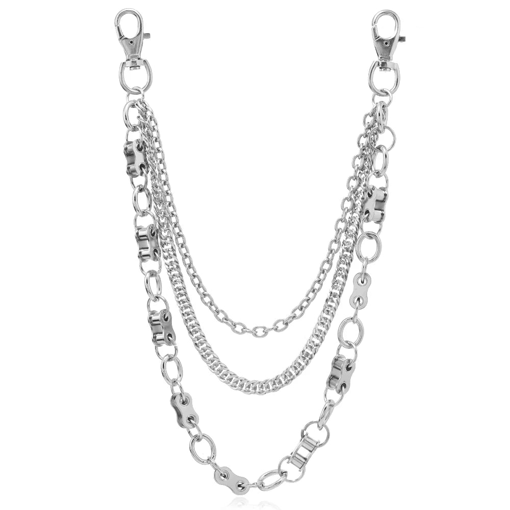 Street Hip-Hop Denim Chain, Punk-Style Double-Layer