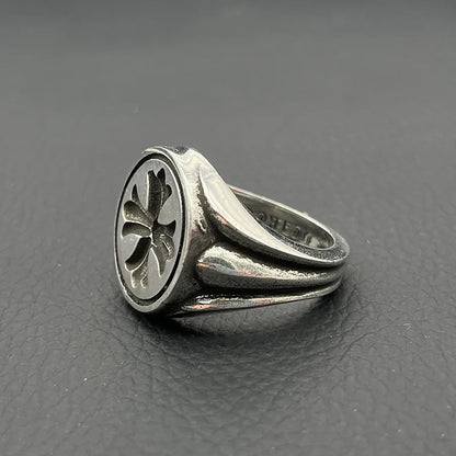 S925 Sterling Silver Retro Floral Seal Ring,
