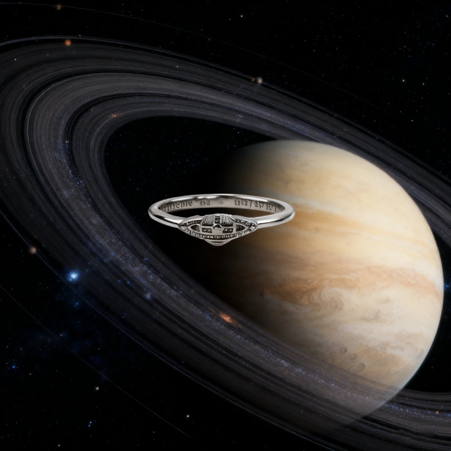 Round Diamond Bamboo Knot Saturn Ring