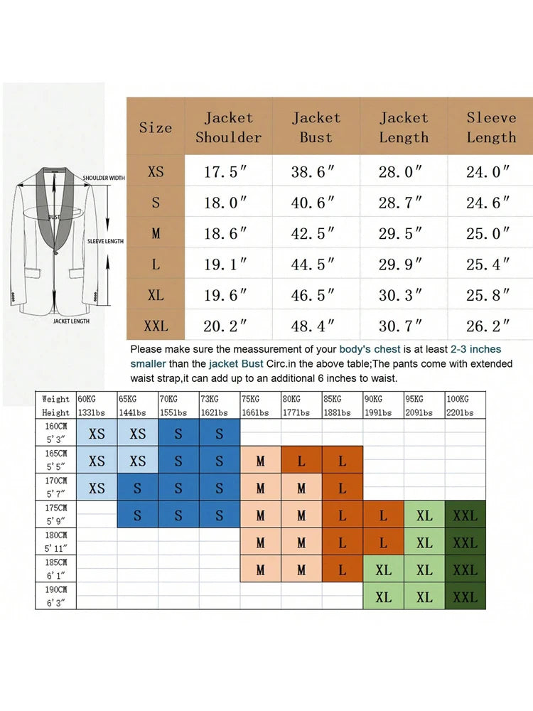 Men's  Two-Piece Double   Breasted Suit Jacket,
