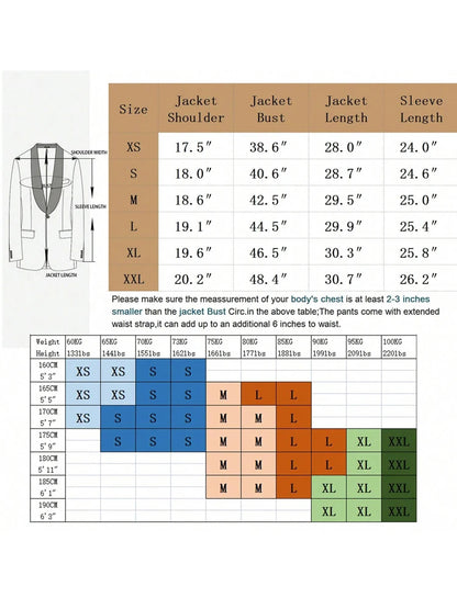 Men's  Two-Piece Double   Breasted Suit Jacket,