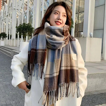 Checkered Scarf Women's Winter Scarves Cashmere Scarf