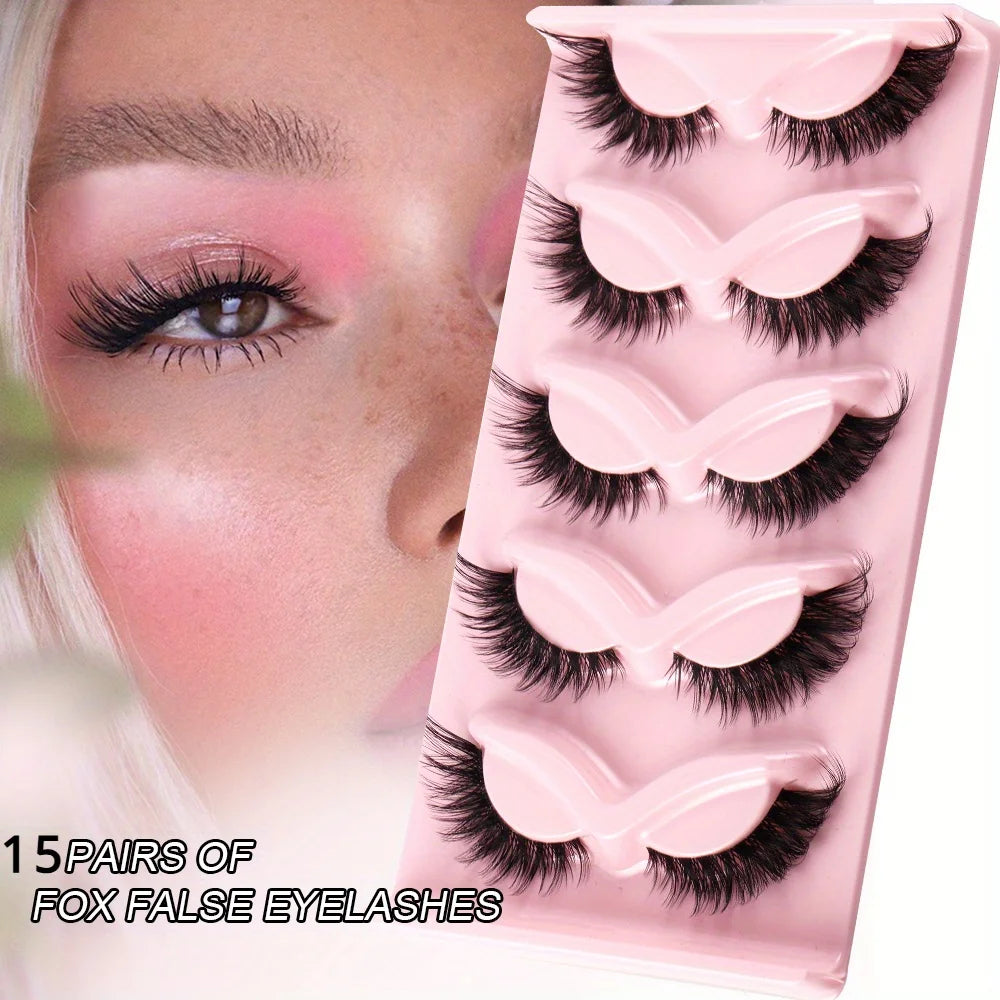 3Boxes(15Pairs) Cat Eye Lashes Fake Eyelashes