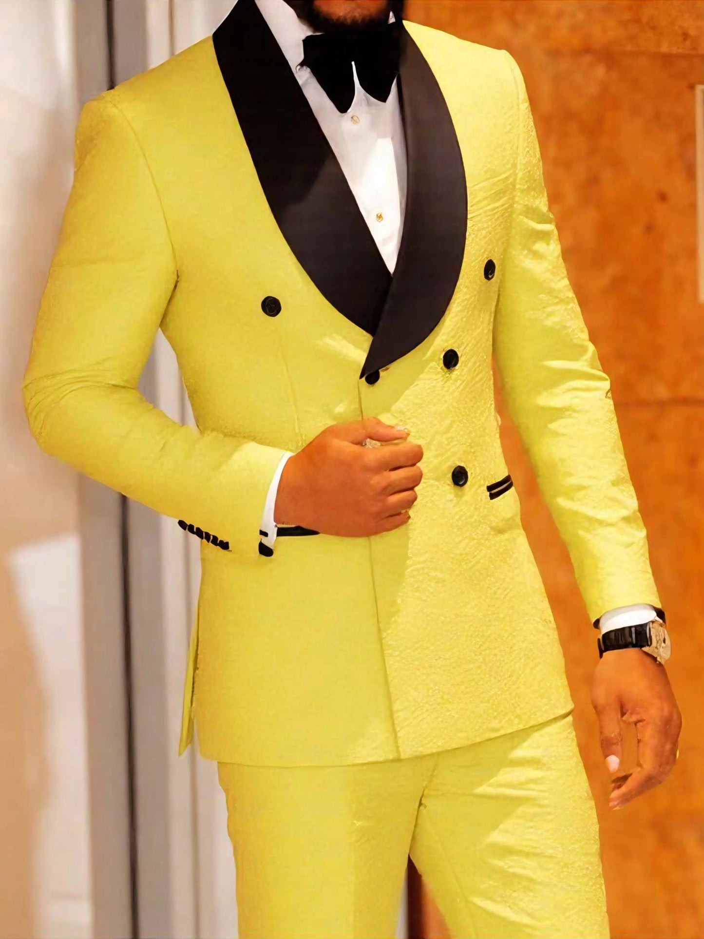 Men's Two-Piece Slim-Fitting Floral Tuxedo Suit,