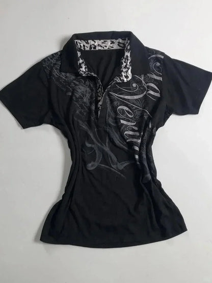 Y2k Crop Top Punk Graphic T-shirts Street Hot Girl