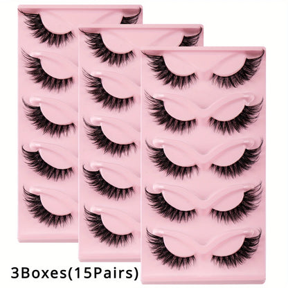 3Boxes(15Pairs) Cat Eye Lashes Fake Eyelashes