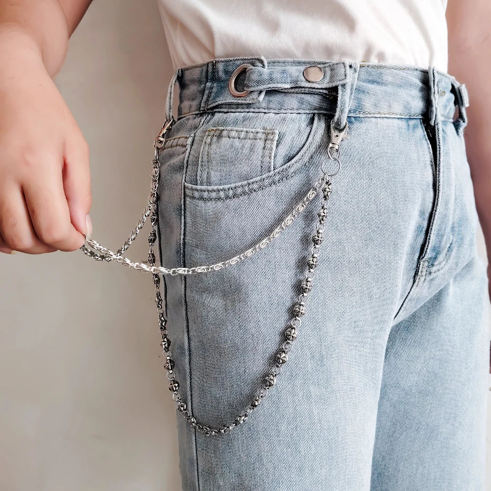 Street Hip-Hop Denim Chain, Punk-Style Double-Layer