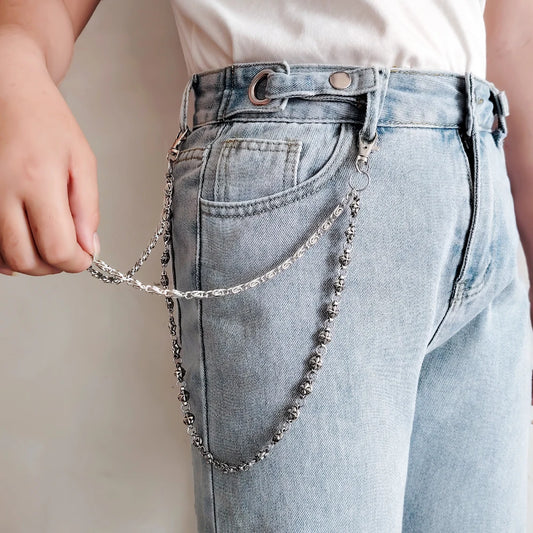 Street Hip-Hop Denim Chain, Punk-Style Double-Layer