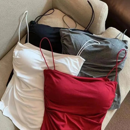 Women's Sleeveless Pleated Slim Fit Vest