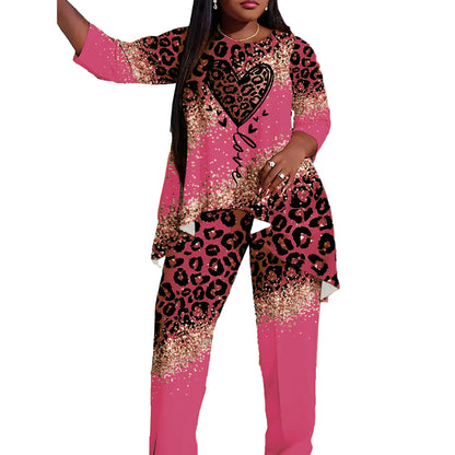 Plus Size Women's Suit Shirt Pants Two-Piece Suit