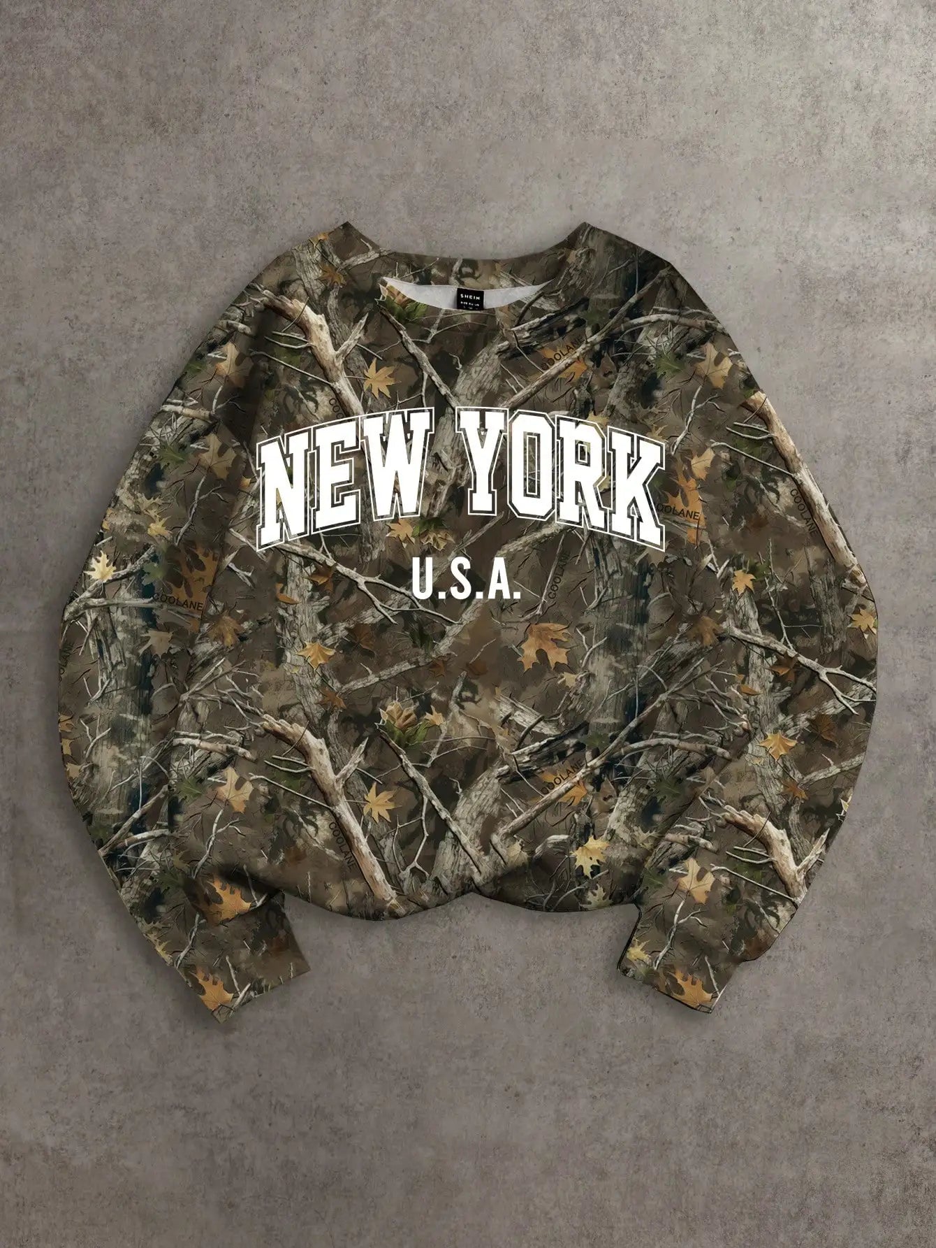 Women's Camo Print Long Sleeve Crewneck Sweatshirt