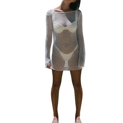 Women Bikini Cover-Ups Solid Color See-Through