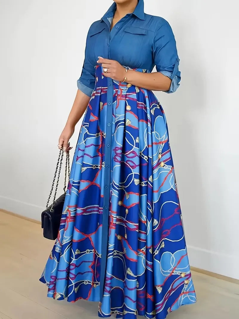 Women's Paisley Print Patchwork Button-front