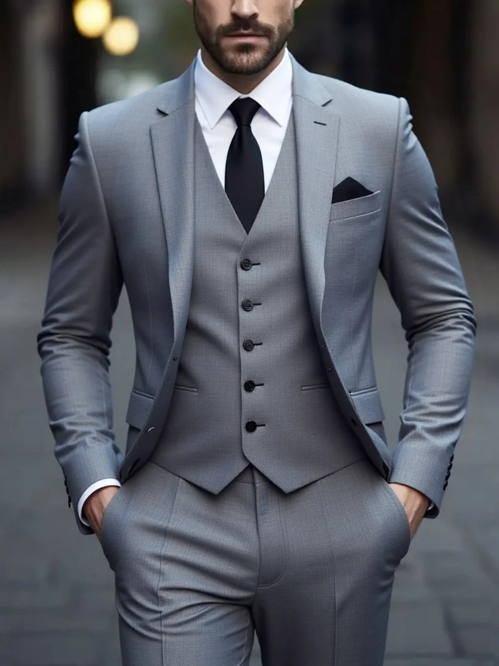 Men's Three-Piece White Suit