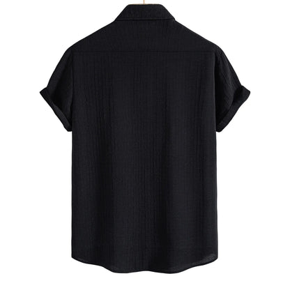 Men Casual Waffle Shirt Suit Two Piece Solid