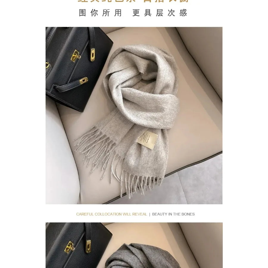 100% Wool Scarf  Solid Color Scarf Men's and Women's