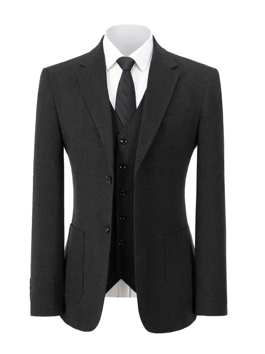 Elegant 3pcs Men's Tweed Suits Wool Blend